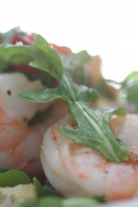 Shrimp Basil Salad Closeup
